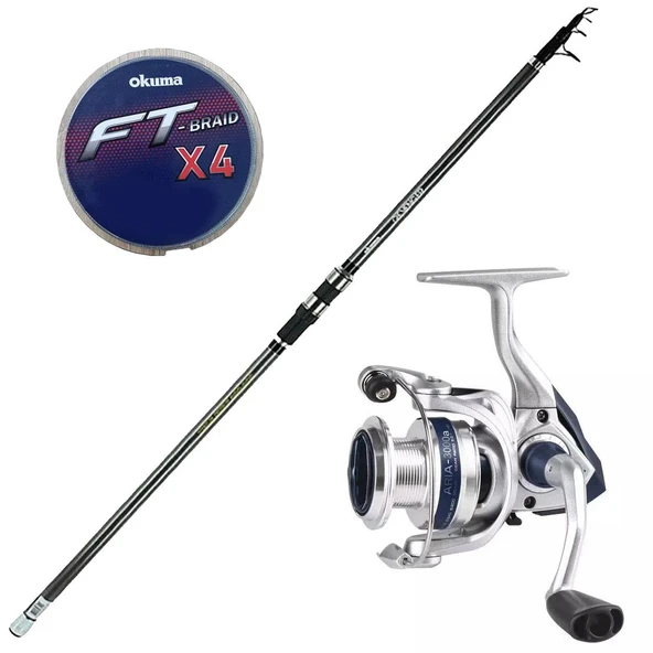 Yek Outdoor Hazır Olta Seti Okuma Revenger Tele Surf 420 cm 4 Parça Surf Kamışı&Okuma ARIA-5000a 1BB Olta Makinesi