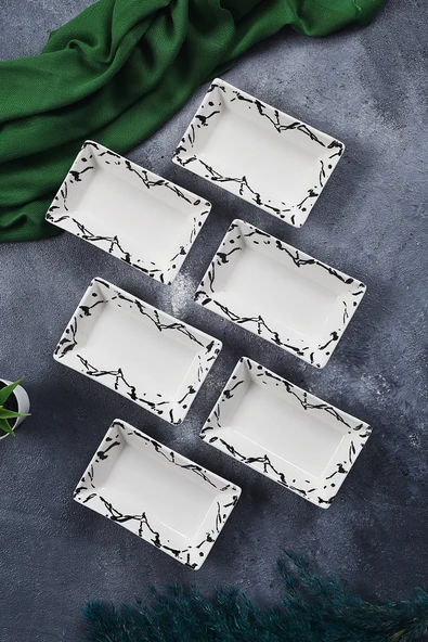 Piatti Naturali 6 adet Çerezlik Mermer Desen Handmade Sunumluk Reçellik Sosluk Kahvaltılık Çerez İkram Seti ürün görseli