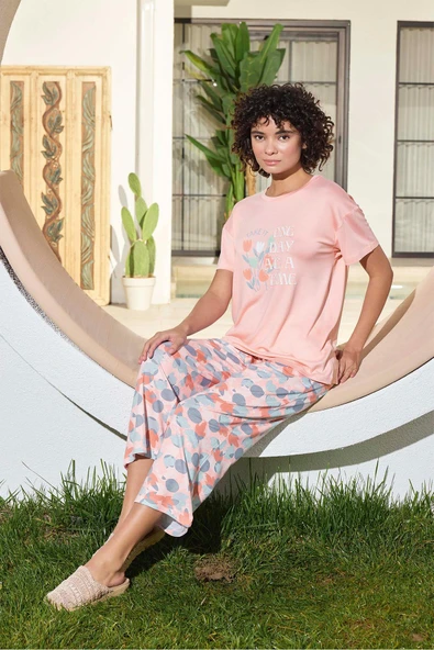 Aydoğan Kadın Azer ONE DAY Viskon Penye Çay Gülü Kapri Takım 0293 - 2