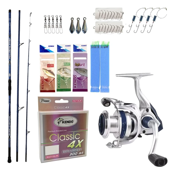Yek Outdoor Hazır Olta Seti Kendo Palamita Surf 420cm 200gr 3 Parça Olta Kamışı&Okuma ARIA-5000a Olta Makinesi