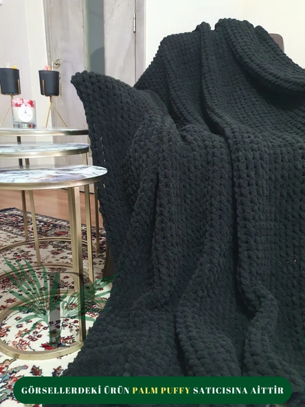 Palm Puffy Siyah 150x200cm Tek Kişilik Battaniye - 3