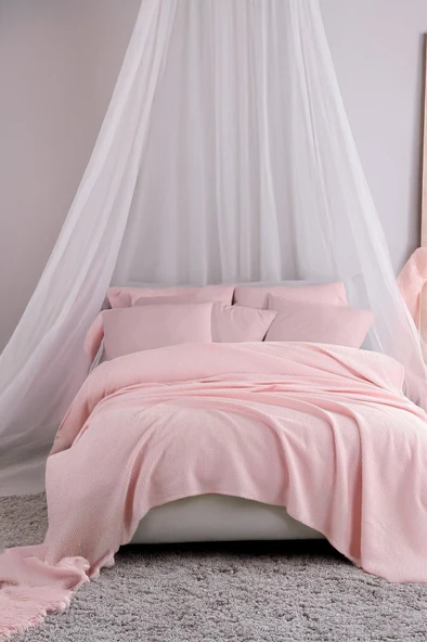 Upstyle Ecocel Pike Örtü Battal MegaKing 260x230cm Karde PudraPembe
