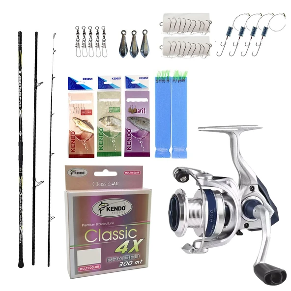 Yek Outdoor Hazır Olta Seti Kendo Palamita Surf 420cm 250gr 3 Parça Olta Kamışı&Okuma ARIA-5000a Olta Makinesi