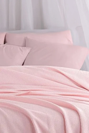 Upstyle Ecocel Pike Örtü Battal MegaKing 260x230cm Karde PudraPembe - Resim 3