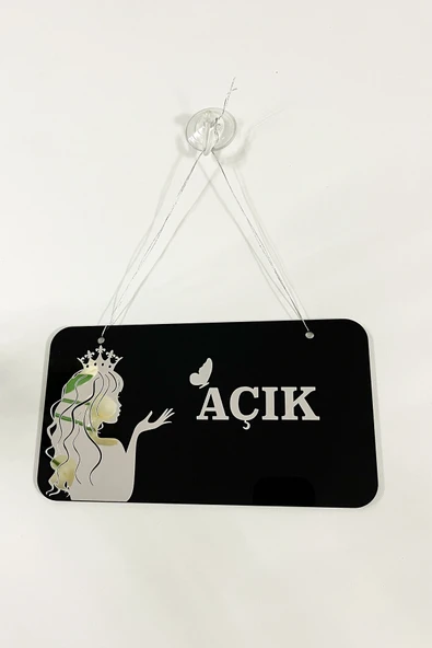 AÇIK/ KAPALI Kapı Tabelası - Kuaförler ve Güzellik Merkezleri için - Gümüş Aynalı Pleksi - 3