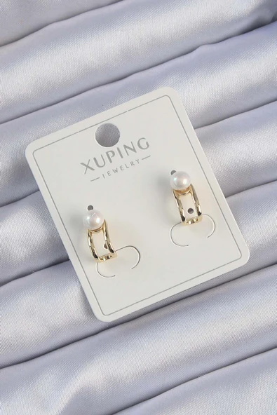 Xuping Gold Renk İnci Taşlı Halka Küpe ürün görseli