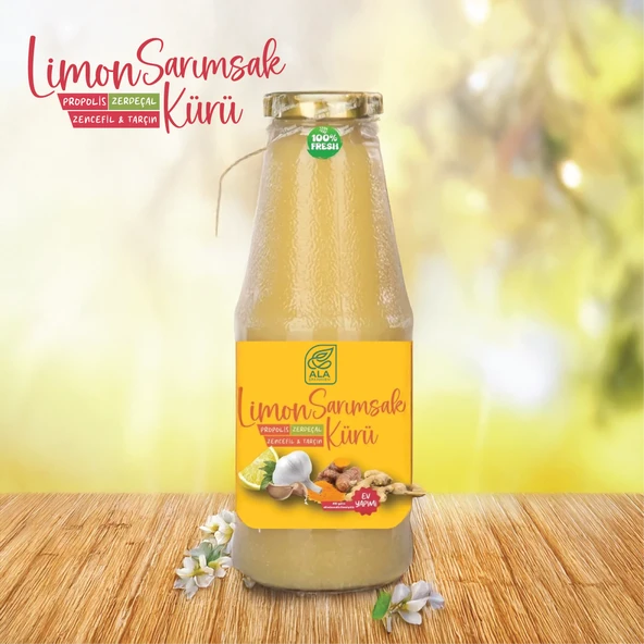 Zencefil Zerdeçal Tarçınlı Limon Sarımsak Kürü El Yapımı %100 Doğal Katkısız 1000 Ml Cam Şişe
