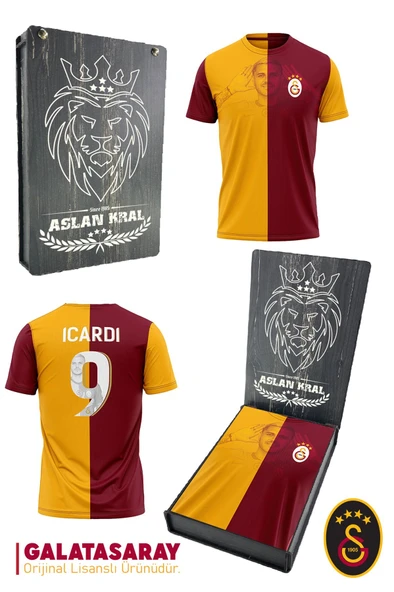 Galatasaray Orijinal Lisanslı İcardi Taraftar T-Shirt Hediyelik Ahşap Kutulu