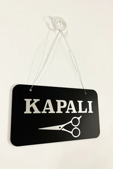AÇIK/ KAPALI Kapı Tabelası - Berber, Kuaförler ve Terziler için Gümüş Yazılı - 4