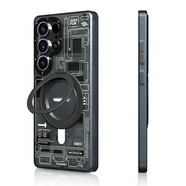 Galaxy S25 Ultra Kılıf M-safe Şarj Özellikli Youngkit 360° Standlı Technology Serisi Kapak - 2