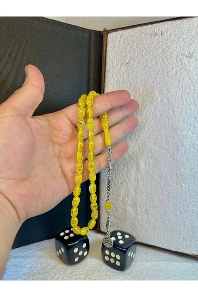 Altın Varaklı Tesbih Kapsül Kesim Sarı Renkli T-28