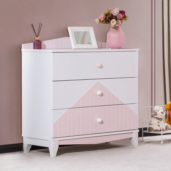 Şifonyer, Fethiye 3 Çekmeceli Şifonyer - Pembe