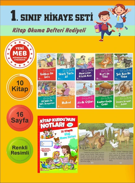 1.Sınıflar İçin Okumayı Sevdiren 10 lu Hikaye Seti 2 (Kitap Okuma Defteri Hediyeli) ürün görseli 1