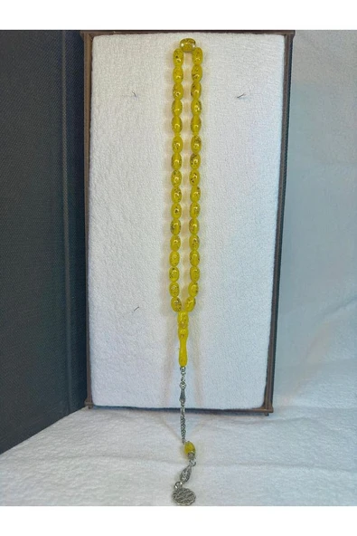 Altın Varaklı Tesbih Kapsül Kesim Sarı Renkli T-28 - 4