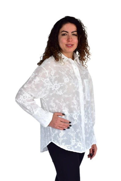 Kadın Yazlık Otantik Çiçekli Gömlek BGL-ST04249 - Resim 4