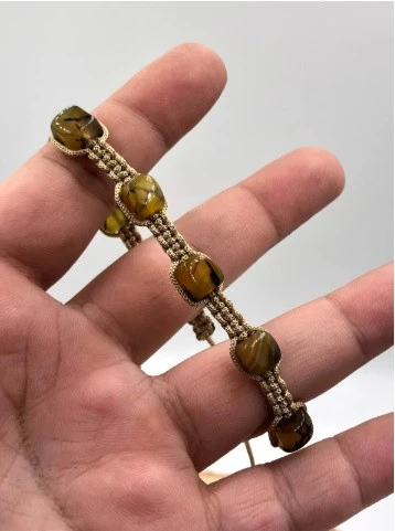 Tasarım Akik Taşı Küp Unisex Doğaltaş Bileklik - 3