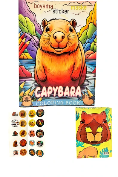 4'lü Brawll Stars Karakter Labubu  Capibara Buluey Boyama kitabı seti(boyama, sticker, arka kapak mask - 6