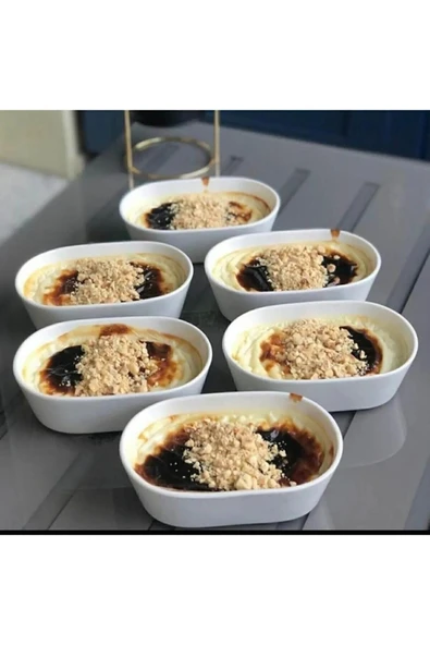 6 Adet Oval Çerezlik/Kahvaltılık Sunum Tabağı Seti - Beyaz 15x8 cm Trilla - 3