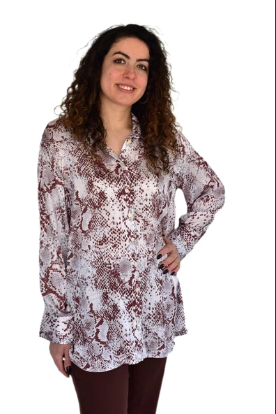 Kadın Leopar Desen Şifon Gömlek BGL-ST04235 - Resim 2