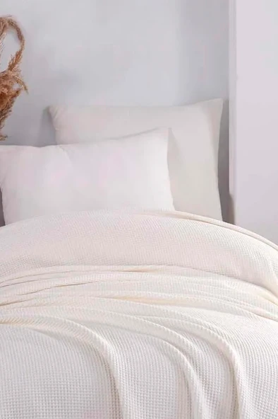 Upstyle Ecocel Pike Örtü Tek Kişilik 160x230cm Karde Krem - 3