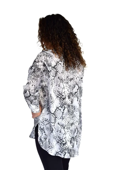 Kadın Leopar Desen Şifon Gömlek BGL-ST04235 - Resim 8