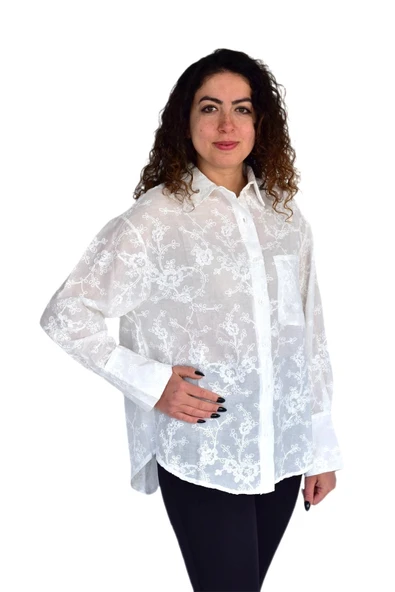 Kadın Yazlık Otantik Çiçekli Gömlek BGL-ST04249 - Resim 2