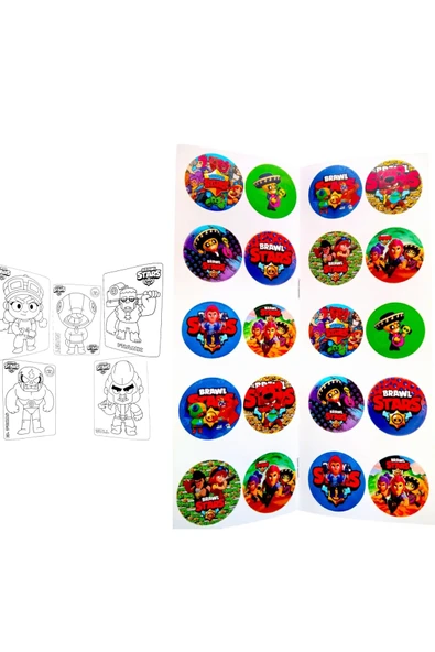 4'lü Brawll Stars Karakter Robloox  Minecrafft Spidermen Boyama kitabı seti(boyama, sticker, arka kapak mask - 2