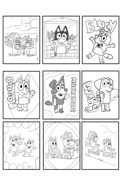 4'lü Brawll Stars Karakter Labubu  Capibara Buluey Boyama kitabı seti(boyama, sticker, arka kapak mask - 5