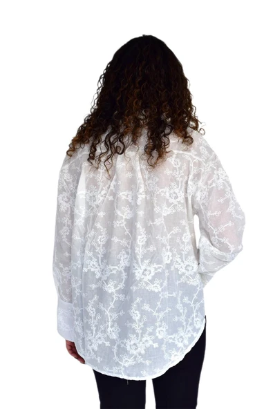 Kadın Yazlık Otantik Çiçekli Gömlek BGL-ST04249 - Resim 5