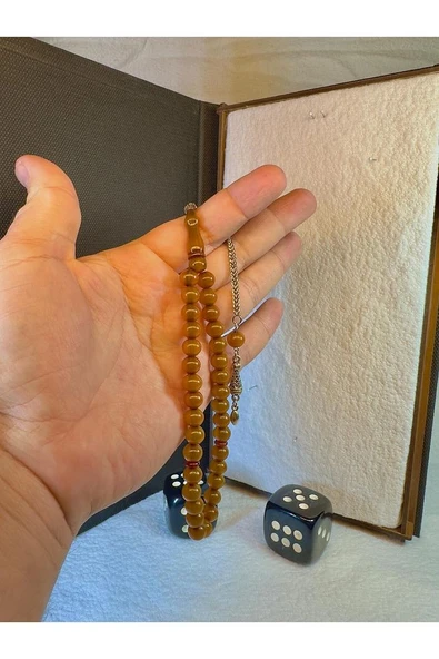 Çubuk Kehribar Tesbih Küre Kesim Bilek Boy Bal Renkli T-70