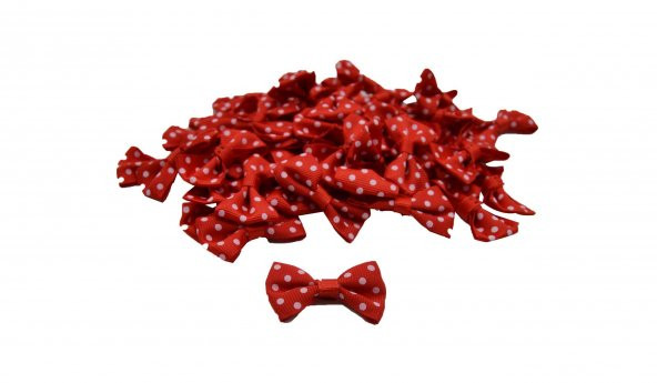 Kırmızı Beyaz Puantiyeli Fiyonk Süsleme Malzemesi 3 cm (500 Adet)