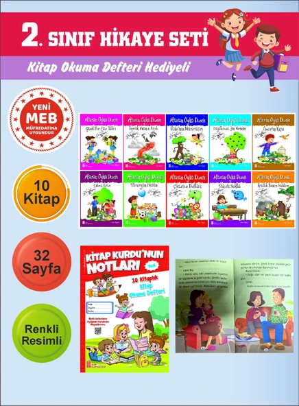 2.Sınıflar İçin Okumayı Sevdiren 10 lu Hikaye Seti (Kitap Okuma Defteri Hediyeli) ürün görseli 1