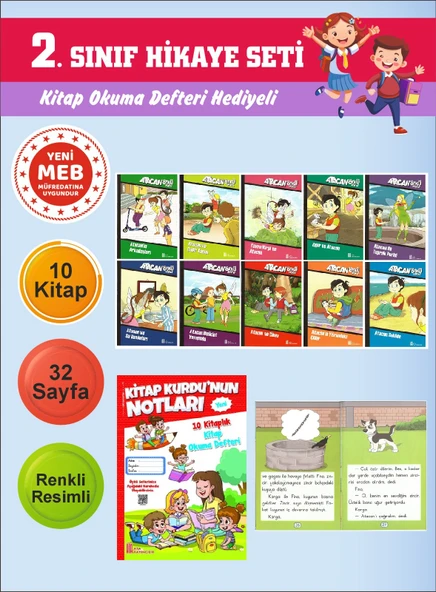 2.Sınıflar İçin Okumayı Sevdiren 10 lu Hikaye Seti 3 (Kitap Okuma Defteri Hediyeli) ürün görseli 1