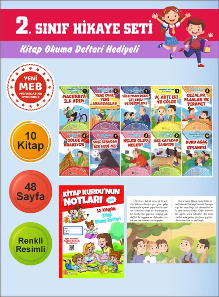 2.Sınıflar İçin Okumayı Sevdiren 10 lu Hikaye Seti 12 (Kitap Okuma Defteri Hediyeli) ürün görseli 1