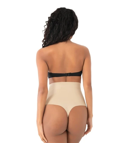 Kadın Lazer Kesim Yüksek Bel Seamless Dikişsiz Kadın Toparlayıcı String Tanga Külot Korse - 6