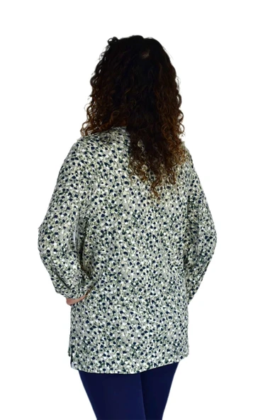 Kadın Ebruli Desen Baskılı Viscon Bluz BGL-ST04286 - Resim 5