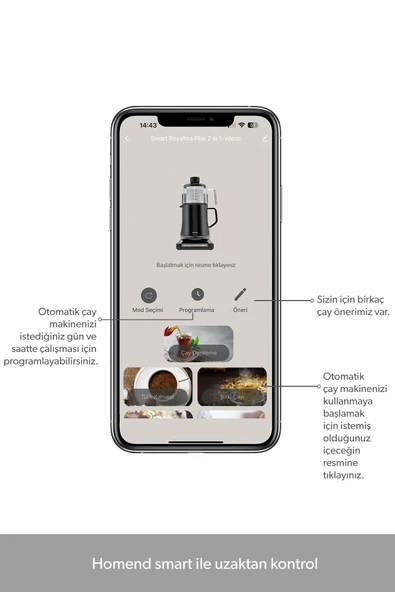 Smart Royaltea Plus 2 in 1 Otomatik Çay ve Türk Kahve Makinesi Wifi Mat Siyah - 2