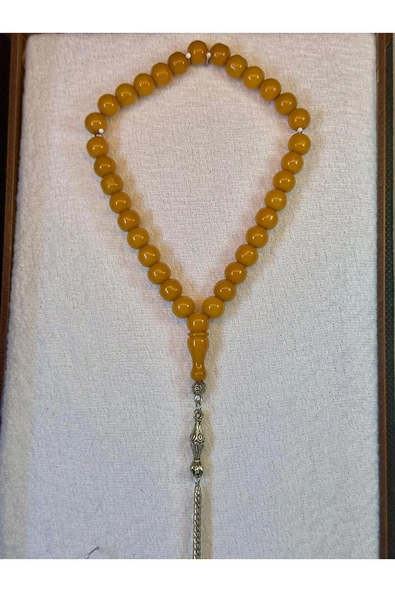 Çubuk Kehribar Tesbih Sarı Renkli Bilek Boy Küre Kesim T-72 - 3