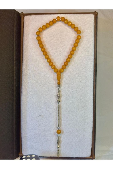 Çubuk Kehribar Tesbih Sarı Renkli Bilek Boy Küre Kesim T-72 - 4