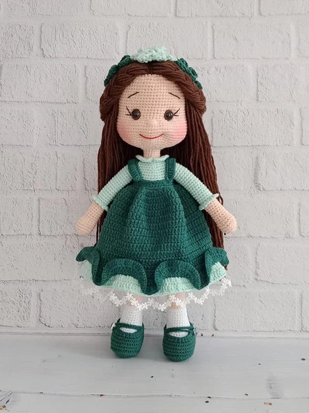 Zümrüt Yeşili Merve Bebek Amigurumi Organik Oyuncak - 1