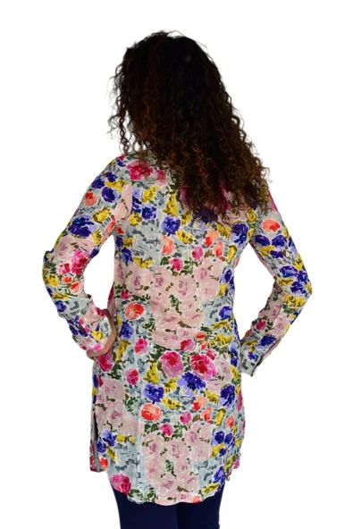 Kadın Gül Desen Viscon Gömlek BGL-ST04241 - Resim 5