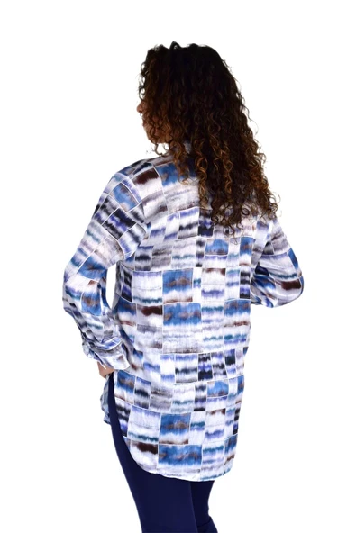 Kadın Küp Desen Şifon Gömlek BGL-ST04237 - Resim 5