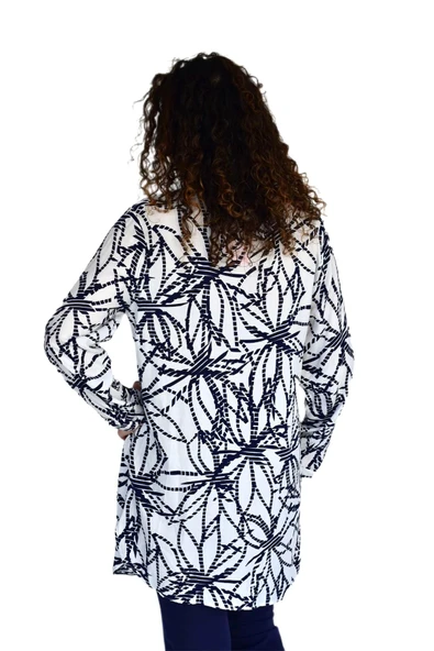 Kadın Çizgili Desen Viscon Gömlek BGL-ST04239 - Resim 5