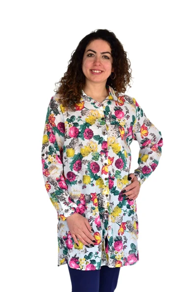 Kadın Çiçekli Desen Viscon Gömlek BGL-ST04238 ürün görseli