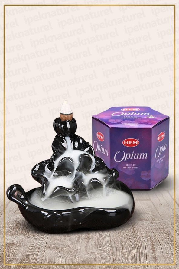 Geri Akışlı Şelale Temalı Siyah Tütsülük No:11 Ve Opium Konik Tütsü 40 Adet