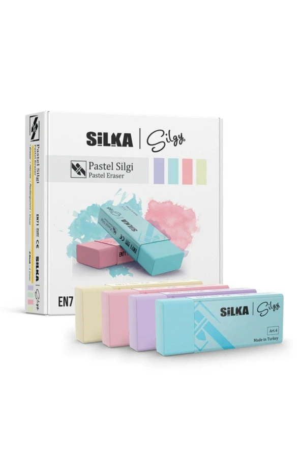 Silka Art.4 Pastel Öğrenci Silgisi Karışık Renklerde (20 Li Kutu)