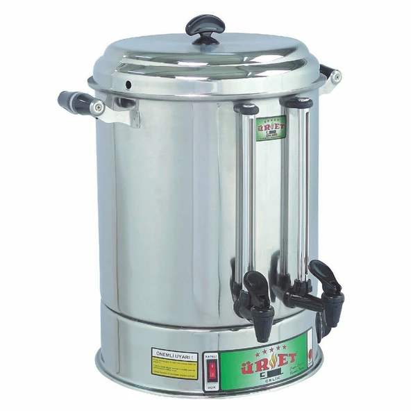 Üret Çelik 14 Litre Parlak Çay Makinesi - 160 Bardak