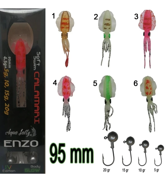 Silikon Ahtapot Aquasalty Enzo Soft Swim Calamari 95Mm + Jig Head Renk:01