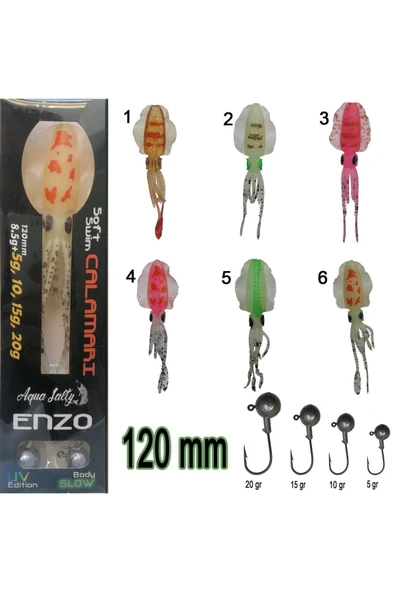 Aquasalty Enzo Soft Swim Calamari 120Mm + Jig Head Renk:01 - Resim 2