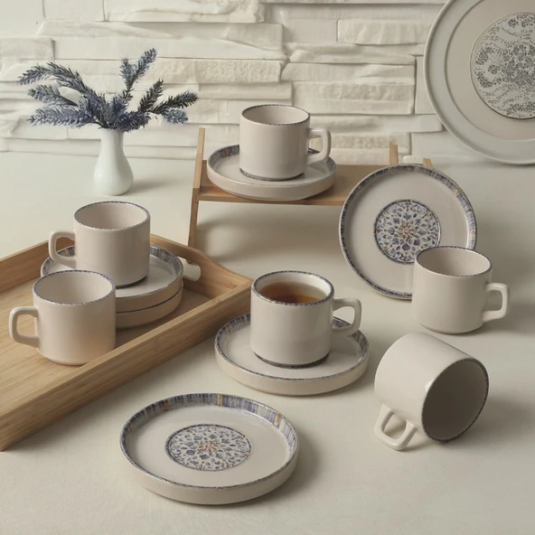 Keramika Sapphire Stackable Çay Takımı 12 Parça 6 Kişilik 22743-44 - 5